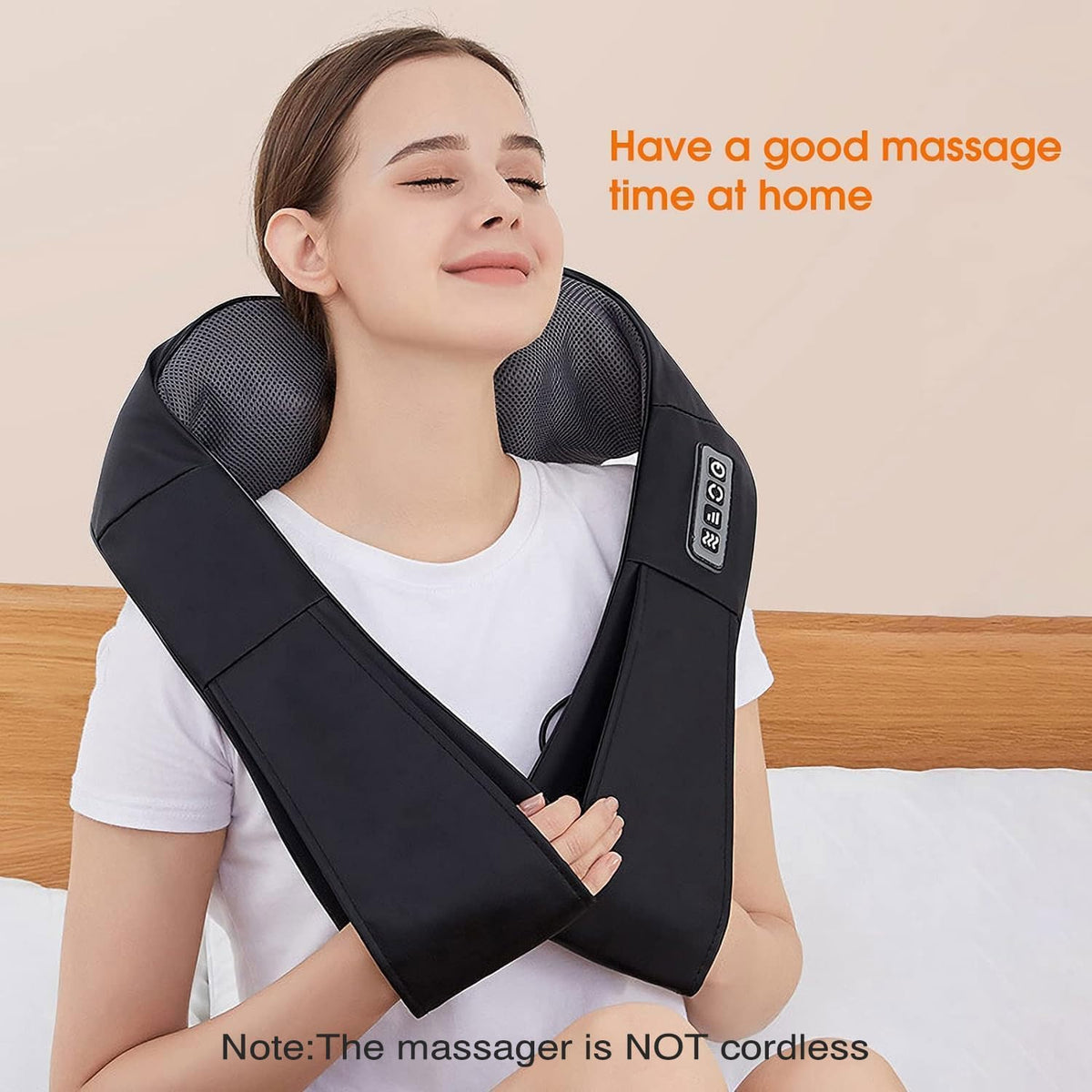 Unwind Nook heated shiatsu neck and back massager in use at home